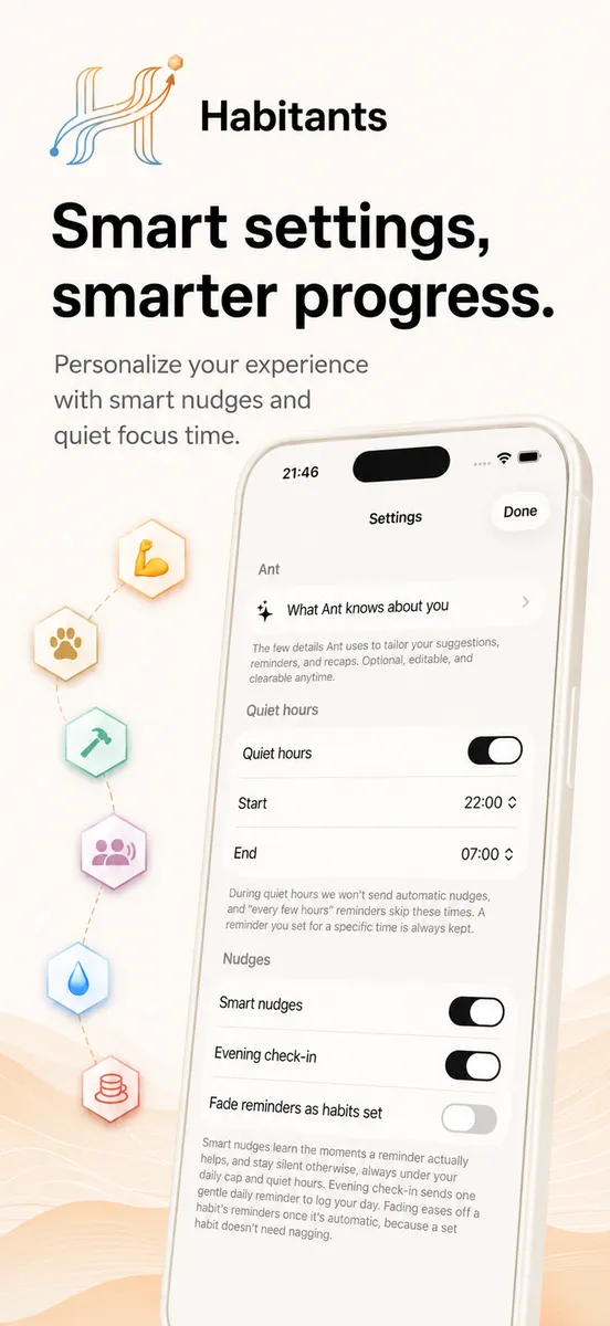 Smart settings: smart nudges and quiet hours
