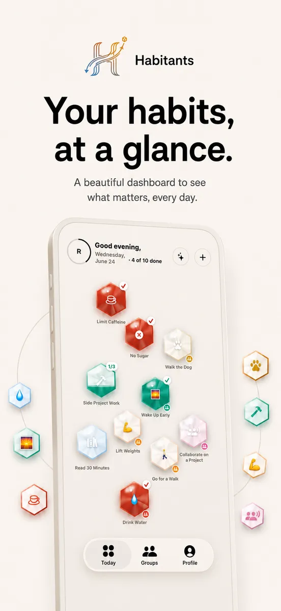 Your habits at a glance: the full jewel dashboard