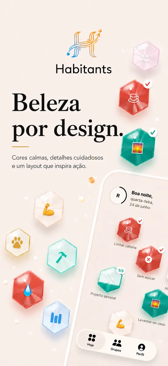Bonito por design: cores calmas e joias lapidadas